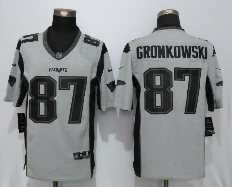 New Nike New England Patriots #87 Gronkowski Nike Gridiron Gray II Limited Jersey